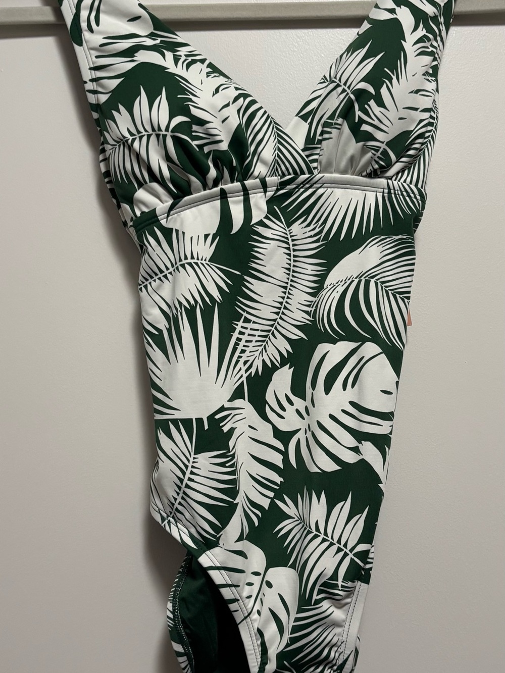 Shade & Shore Green and White Tropical Leaf One-Piece Swimsuit